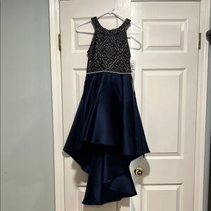 Speechless Blue and Cream Embellished High-Low Gown